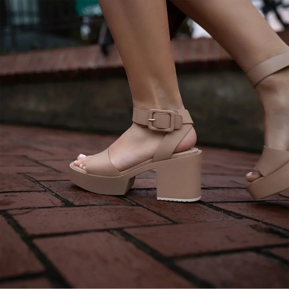 Naked Feet Iconoclast Heeled Sandals in Nude